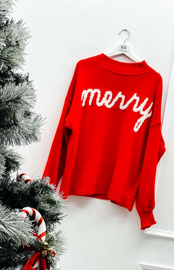 Red MERRY pullover