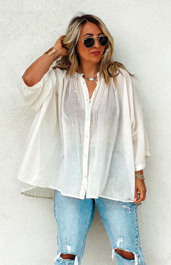 Beige DIANE 7/8 sleeves shirt