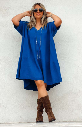 Royal blue LISA short-sleeved dress