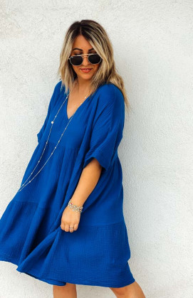 Royal blue LISA short-sleeved dress