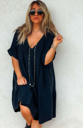 Black LISA short-sleeved dress