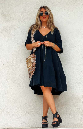 Black LISA short-sleeved dress