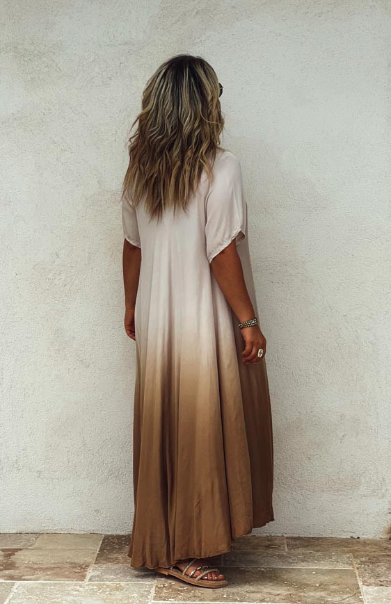 Robe SUZY longue manches courtes camel