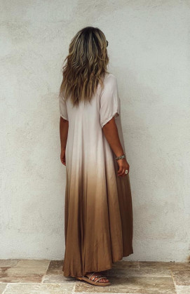 Camel SUZY long dress, short sleeves