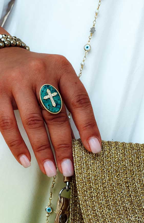 Green marbled LAUREN ring