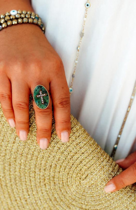 Bague LAUREN vert marbré