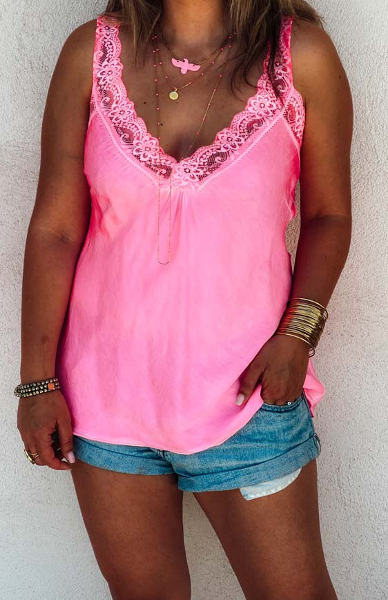 Fluorescent pink LOUSSINE sleeveless top