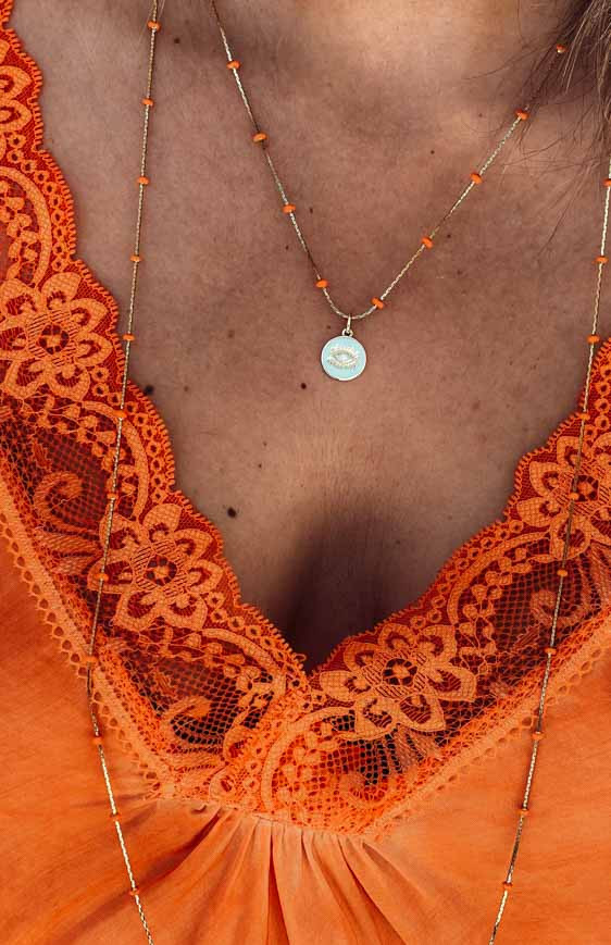 Gold/orange XXL PEARLY long necklace