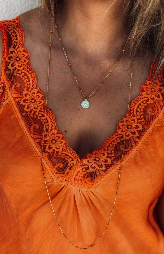 Gold/orange XXL PEARLY long necklace