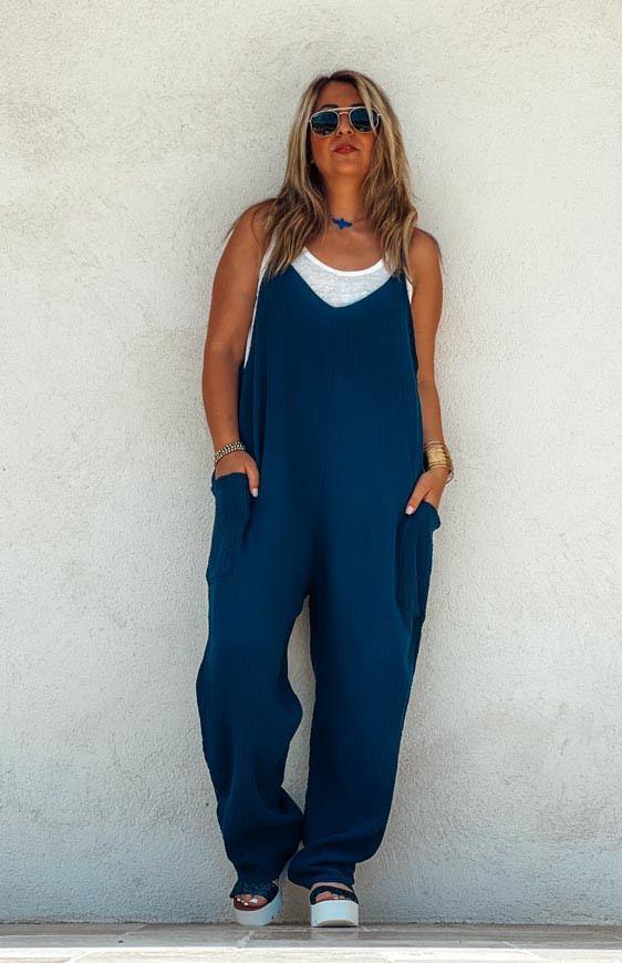 Deep blue NOELIA pant suit with straps