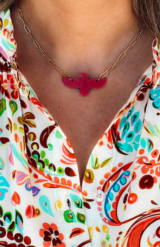 Collier BIRDY fuchsia