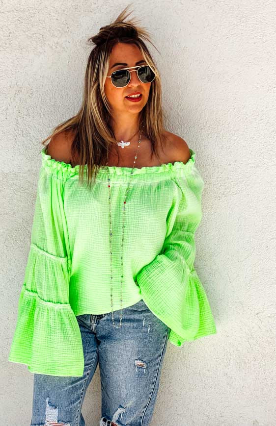 Fluorescent green GALA blouse