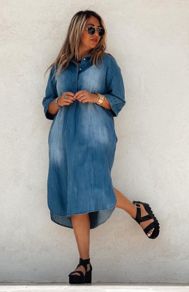 Robe MILLY courte manches 3/4 bleue