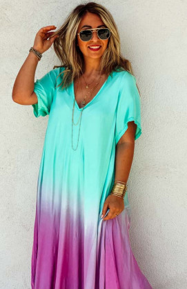 Robe SUZY longue manches courtes vert d'eau