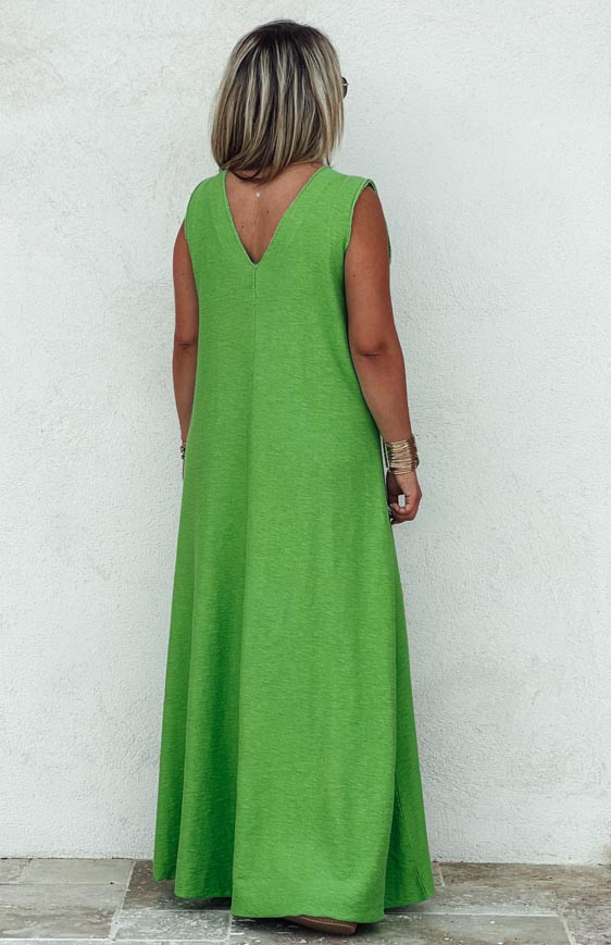 Green BERENICE long sleeveless dress