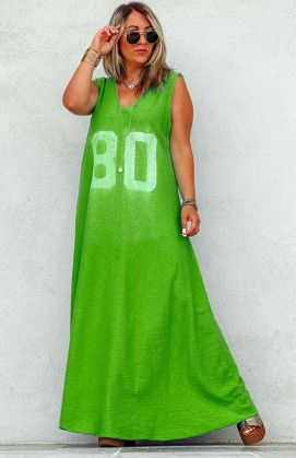 Robe BERENICE longue sans manches verte