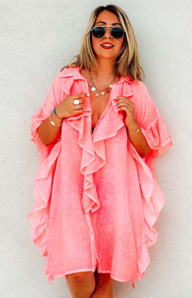 Fluorescent pink SALY short-sleeved tunic