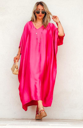 Robe SELMA longue manches courtes fuchsia