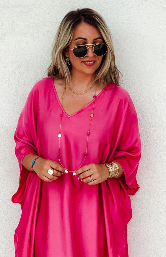 Robe SELMA longue manches courtes fuchsia