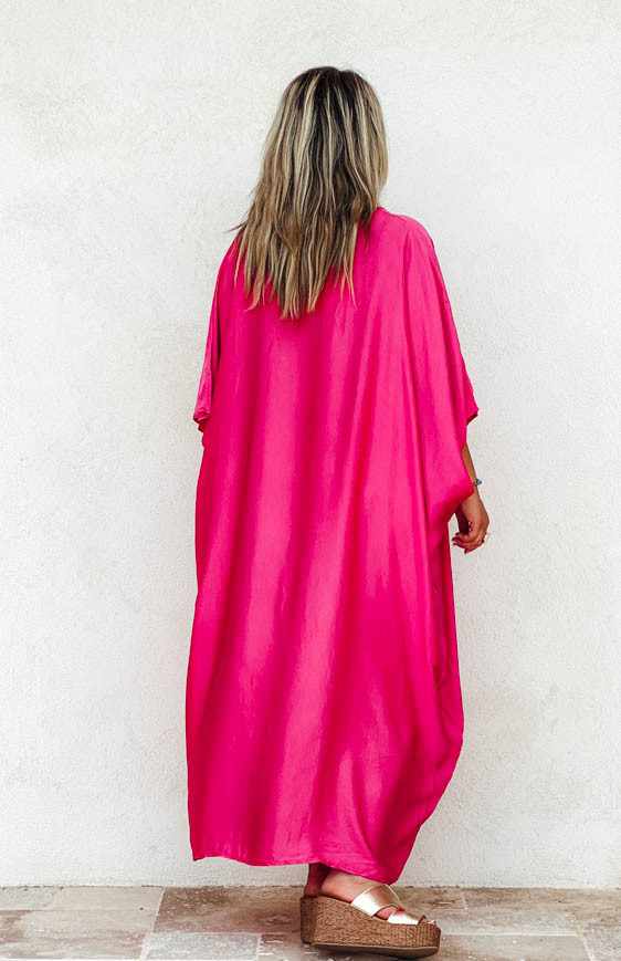 Robe SELMA longue manches courtes fuchsia