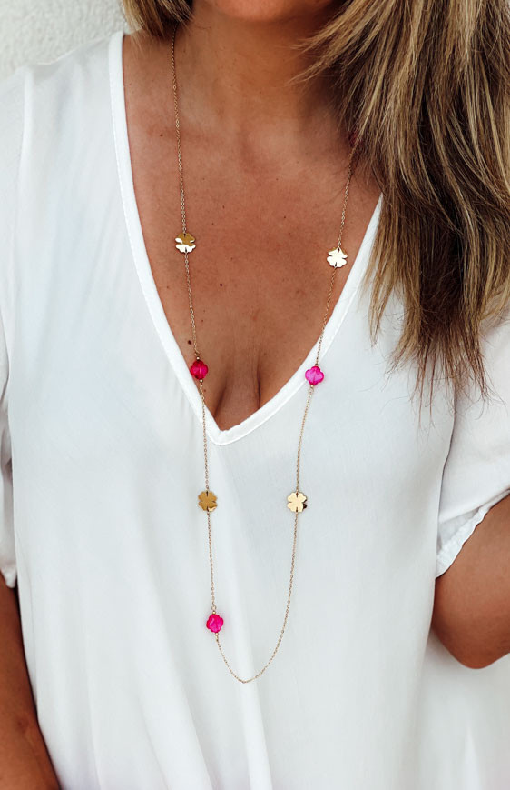 Fuchsia PETUNIA long necklace