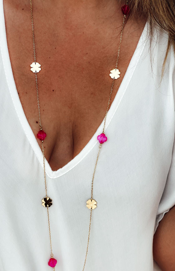 Fuchsia PETUNIA long necklace