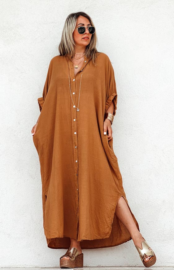 Caramel SOLANGE long short-sleeved dress