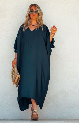 Robe SELMA longue manches courtes noire