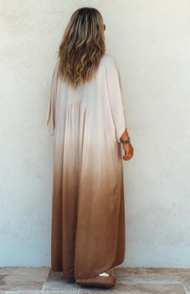 Robe EMELINE longue manches courtes camel