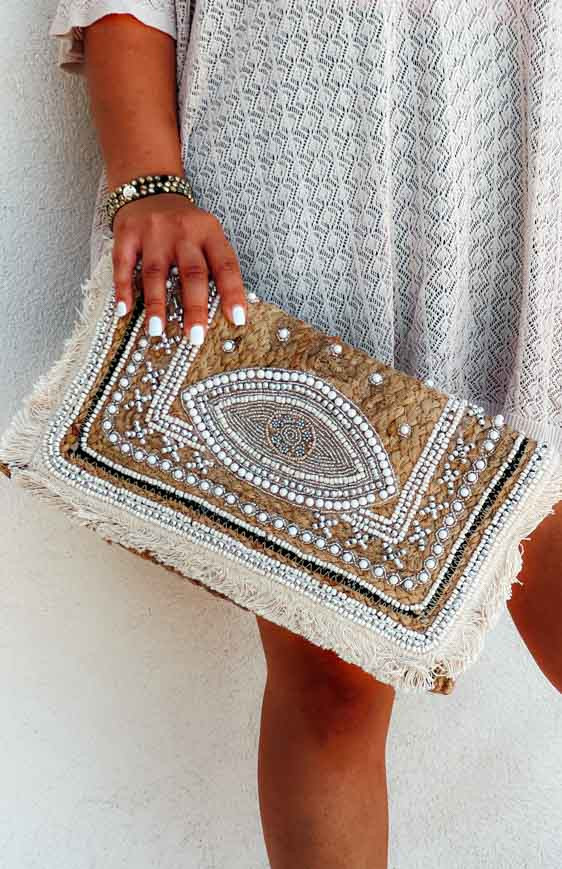 Cream HARMONY clutch bag