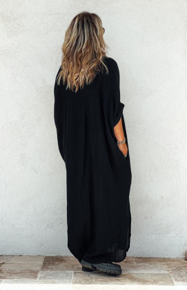 Black SOLANGE long short-sleeved dress