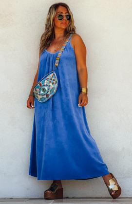 Blue DAYANA long strapless dress