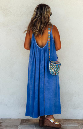 Blue DAYANA long strapless dress