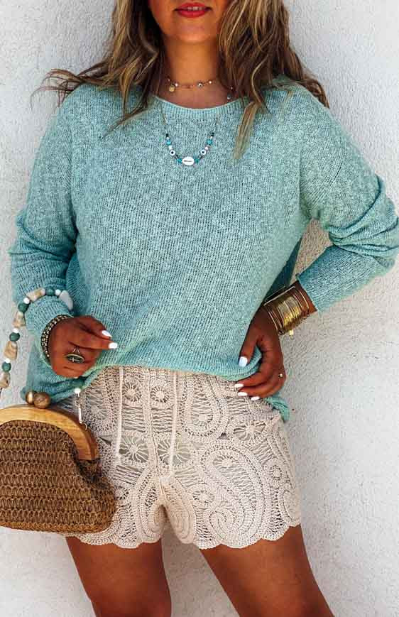 Water green BOBBIE pullover