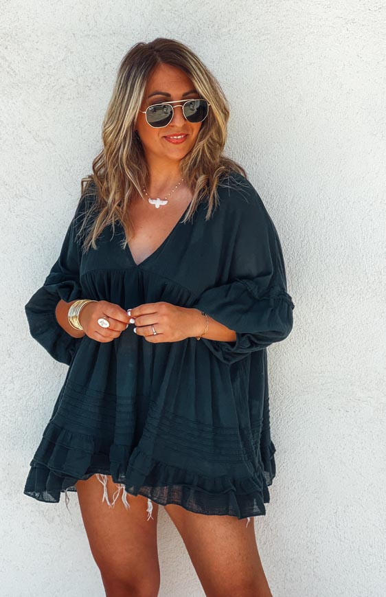 Black LEONE 7/8 sleeves tunic