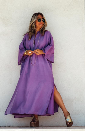 Purple PRISCILLIA 7/8 sleeve long dress