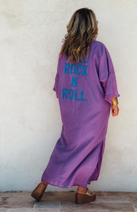 Purple PRISCILLIA 7/8 sleeve long dress
