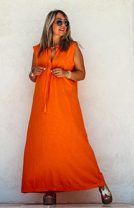 Orange IMPERIA long short-sleeved dress