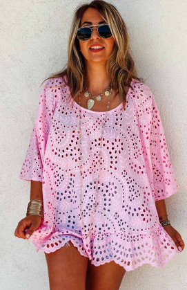 Pink AURÉLIE blouse 3/4 sleeves