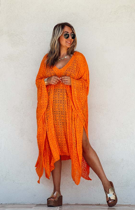 Robe kaftan LILOU courte orange