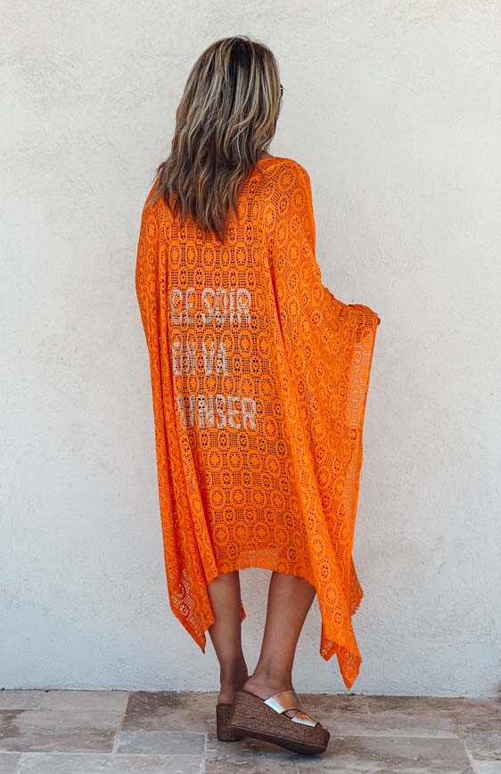 Orange LILOU short kaftan dress