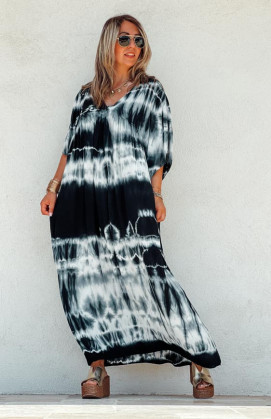 Black JOY long dress, short sleeves