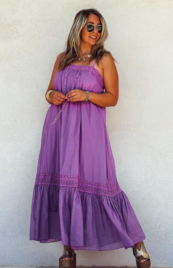 Robe KATY longue bretelles violette