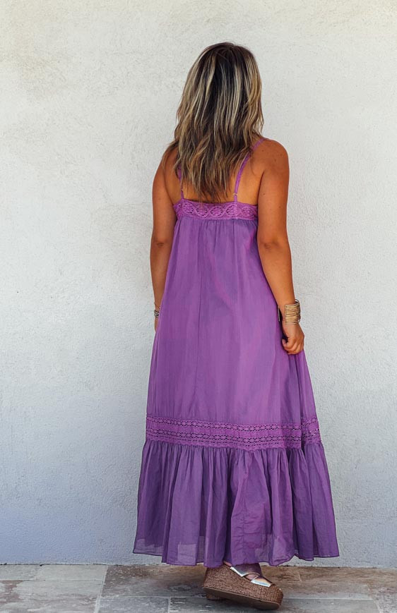 Purple KATY long strapless dress