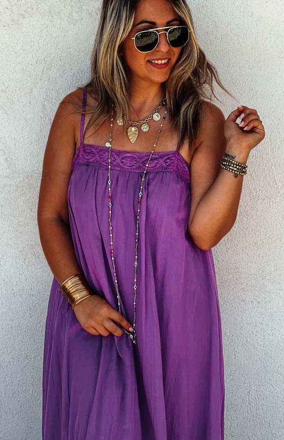 Robe KATY longue bretelles violette