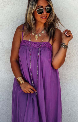 Robe KATY longue bretelles violette