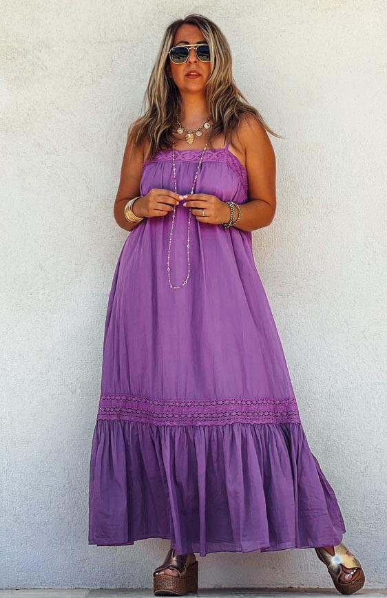 Robe KATY longue bretelles violette