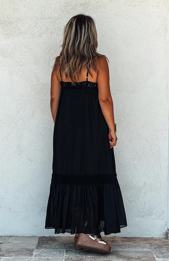 Black KATY long strapless dress