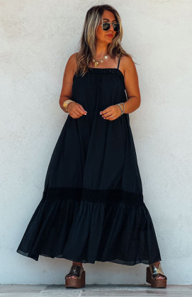 Black KATY long strapless dress