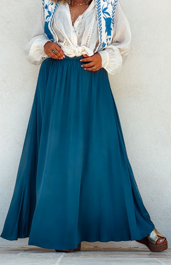 Duck blue CALLIOPÉE long skirt